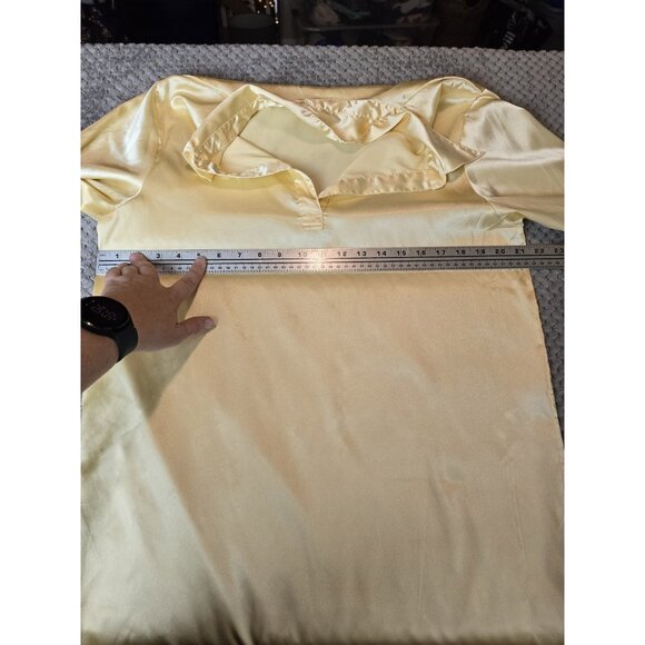 Natori Nightgown Tunic Top Medium M Vintage Pale Yellow Polyester Satin Chemise - Picture 6 of 8